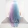 Lace Front Wigs Pink (Purple) and Blue 2 Colors Silky Long Straight Hair Christmas Festival Synthetic Wig for Women, Pre Plucked 24" Lace Wig with Natural Hairline and Baby Hair