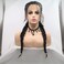 Kalisa Black Braided Wig for Women Handmade Black Double Braided Wig Natural Hairline Synthetic Lace Front WIg Heat Resistant Fiber Twist Braids for Drag Queen Party