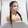 Kalisa Black Braided Wig for Women Handmade Black Double Braided Wig Natural Hairline Synthetic Lace Front WIg Heat Resistant Fiber Twist Braids for Drag Queen Party