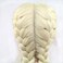 Kalisa Blonde Double Braided for Women Synthetic Lace Front Wig #613 Braids Wig Blonde 2 Braid Light Yellow Glueless Wigs Heat Resistant Fiber Hair Replacement Wig Long Hair 24 Inch