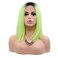 Kalisa Ombre Short Bob Wig Neon Green Lace Front Bob Wigs for Women Synthetic Green Bob Wig with Dark Roots Heat Resistant Fiber Cosplay Drag Queen Shoulder Length Bob Wig