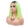 Kalisa Ombre Short Bob Wig Neon Green Lace Front Bob Wigs for Women Synthetic Green Bob Wig with Dark Roots Heat Resistant Fiber Cosplay Drag Queen Shoulder Length Bob Wig