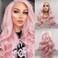 Kalisa Pink Lace Front Wigs for Women Long Wavy Heat Resistant Replacement Wig for Drag Queen Cosplay Daily Synthetic Wig 24 Inches