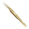 Professional Golden Tweezers for Eyelash Extension Hand Crafted Japanese Stainless Steel Precision Tweezers (Oblique Tip)