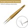 Tweezers for Eyelash Extension Hand Crafted Surgical Stainless Steel Metallic Gold Powder Coated (Pointed Straight Tip.)