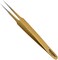 Tweezers for Eyelash Extension Hand Crafted Surgical Stainless Steel Metallic Gold Powder Coated (Pointed Straight Tip.)