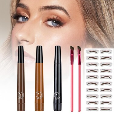 Eyebrow Pencil,Eyebrow Brush,4D Hair Stroke Brow Stamp Brush,Home Eyebrow Care Kit 4D Laminated,New Magic Eyebrow Pencil,Contouring Eye Brow,Fine Stroke Microblading Eyebrow Pencil Creates Natural