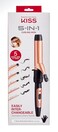 KISS Gold Edition 5-in-1 Curling Iron, Interchangeable Ceramic Tourmaline Curling Wand and Styling Iron Set with 3 Styling Clips &amp; 2 Curling Wands, 2 Heat Settings, Heat Resistant Glove, 110/120 V