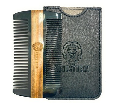 Premium Natural Ox horn and Sandalwood Beard Comb Dual-Action   Double Sided Beard &amp; Mustache Comb with Black Protective Case   Perfect Grooming Companion &amp; Gift for Men &ndash; by Man &amp; Mane