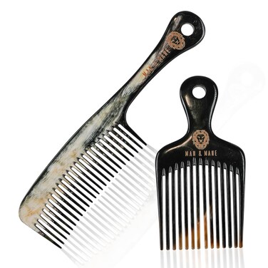 Premium Handmade 100% Oxhorn Anti-static Detangling Styling and Hair Pick Combs Combo Pack for Women &amp; Men