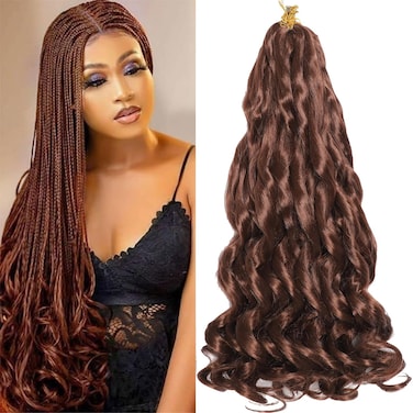 French Curl Braiding Hair 24 Inch 9Packs Loose Wavy Braiding Hair Extensions 75g/pack French Curl Braids Bouncy Synthetic French Curl Braiding Hair for Black Women 33# 24Inch