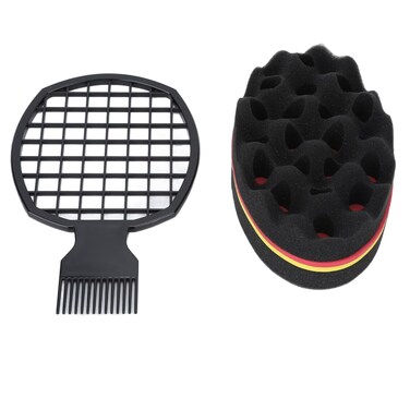 Hair Sponge for Curls,Magic Hair Twist Sponge,Magic Hair Twist Curl Sponge Glove, Afro Hair Sponge Barber Brush, Metal Hair Pick Comb and Hair Twist Curl Comb for Barber Hair Styling, Hair Racket
