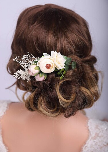 Kercisbeauty Cute Flower Hair Piece Side Hair Comb Wedding Bridal Floral Decorative Comb Women Girls Festival Headpiece Party