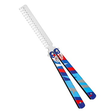 SVNR Butterfly Comb, Stainless Steel Folding Practice Combs, 3D Color Printing Tactical Butterfly-Open Pattern Knife Trainer for Sport Outdoor Use (Blue)