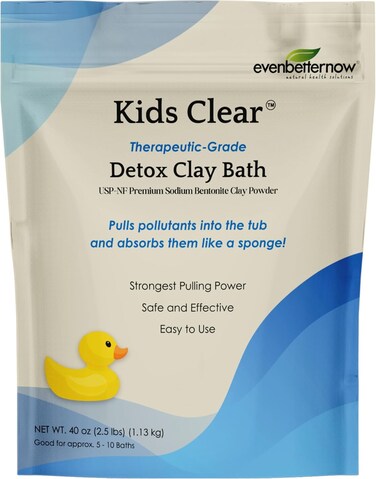 Kids Clear&trade; Detox Clay Bath, 100% Pure Sodium Bentonite - Removes Toxins, Impurities and Contaminants, by Evenbetternow LLC, 2.5 lbs (40 oz)