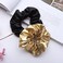 6 Pack Black and Gold PU Leather Hair Scrunchies Scrunchy Bobbles Elastic Hair Bands Ties Hair Accessories Wrist Band Cosplay Show for Women Girls