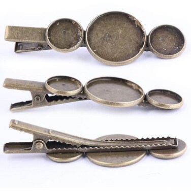 10pcs Antique Bronze Metal 12mm 20mm Cabochon Hair Clip Base Setting Trays Diy Bezel Blanks For Hairpin Hairclips Making