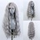 ELESTY Long Wavy Grey Hair Synthetic Lace Front Wig for Women Pree Part Loose Curly Glueless Lace Wig Natural Looking Heat Resistant Fiber Synthetic Lace Wig for Daily Cosplay Use