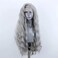 ELESTY Long Wavy Grey Hair Synthetic Lace Front Wig for Women Pree Part Loose Curly Glueless Lace Wig Natural Looking Heat Resistant Fiber Synthetic Lace Wig for Daily Cosplay Use