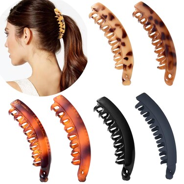 6 Pieces Banana Hair Clips,5 Inch Large Banana Clip for Thin Fine Thick hair,Non Slip Banana Claw Clips for Women