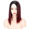 Red Ombre Short Bob Straight Synthetic None Lace Hair Wigs Dark Roots Left Part for Women Black &amp; Burgundy(#1B/99J)