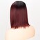 Red Ombre Short Bob Straight Synthetic None Lace Hair Wigs Dark Roots Left Part for Women Black &amp; Burgundy(#1B/99J)