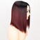 Red Ombre Short Bob Straight Synthetic None Lace Hair Wigs Dark Roots Left Part for Women Black &amp; Burgundy(#1B/99J)