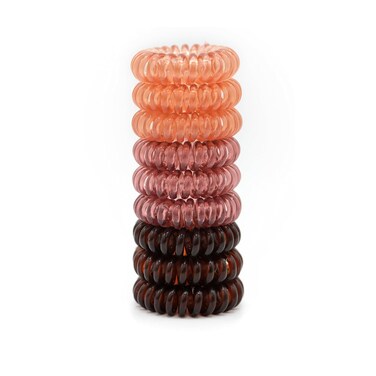 Chaosss Co. 9pcs Spiral Phone Cord Hair Coils and Ties, Brown