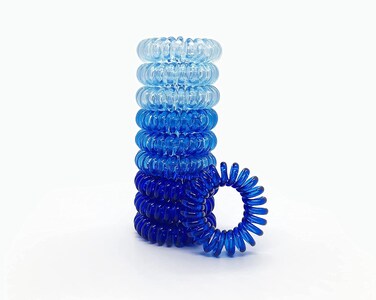 Chaosss Co. Spiral Phone Cord Hair Ties, 9pcs, Blue