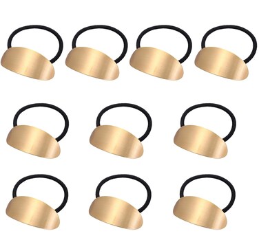 10 Pcs Metal Hair Accessories - Gold Alloy Hair Ties, Ponytail Holders, Cuff Wraps for Women &amp; Girls