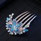 Wedding Bridal Headpiece Rhinestone Hair Comb Women Peacock Hair Clip Side Comb Hair Accessory (Blue A)