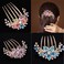 Wedding Bridal Headpiece Rhinestone Hair Comb Women Peacock Hair Clip Side Comb Hair Accessory (Blue A)