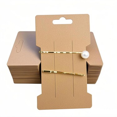 Hair Clip Display Cards, 100 Packs Rectangular Hair Barrettes Jewelry Display Holder Brown Kraft Paper Cards for Hair Accessories Displaying Organizing Packaging, 6.6X11.5cm