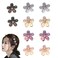 10 Packs Mini Flower Crystal Claw Clips Small Opal Hair Clips Spring Floral Pearl Hair Clip Small Metal Hair Claw Barrettes for Women's and Girls Hair Accessories