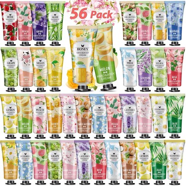 56Pack Hand Cream Gifts Set For Women, Easter Basket Stuffers, Bulk Hand Lotion Travel Size for Dry Cracked Hands, Mini Hand Lotion for Mothers Day Gifts, Teacher Appreciation Gifts and Nurses Gifts