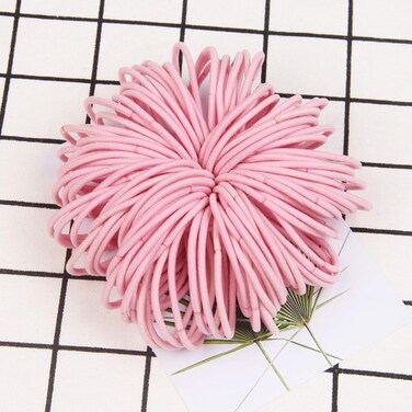 120Pcs 3mm Elastic Hair Ties - Rubber Hair Ties Hair Bands No Crease Ponytail Holder for Girls Women (Pink)