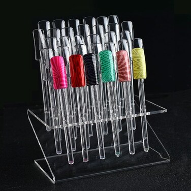 64 PCS UV Gel Nail Art Tips Samples Nail Sticks Acrylic Nail Display Stand Rack Practice Tool Clear