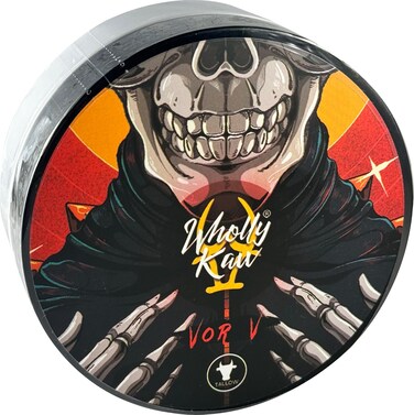 Vor V Tallow Shaving Soap. Enriched with Donkey Milk, Water Buffalo Milk, Whey Proteins, Omega 3, Omega 6, Hops Extract. Scent of Leather, Raspberry, Geranium, Vanilla, Cashmeran