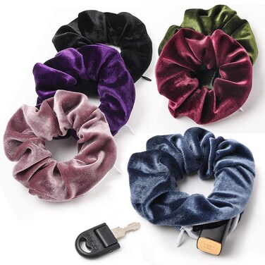 Velvet Scrunchies With Pocket Zipper Hair Ties for Women Big Vsco Girl Stuff Scrunchy Hidden Hair Scrunchie Ponytail Holder Elastic Bands Gift for Friend