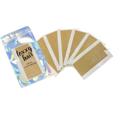 Loxxy Hair Extension Tape Double Sided, Hypoallergenic 48 Pieces Pre-Cut Tape Extension Replacement Tape for Tape in Hair Extension 4x0.8cm Strong Bond Wigs Supplies with Adhesive Remover Scraper Tool