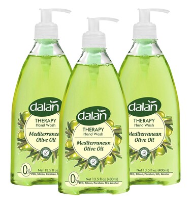 Dalan Therapy Mediterranean Olive Oil Ultra Moisturizing Liquid Hand Soap for Normal and Dry Hands Fresh Clean and Soft Feeling (13.5 Fl Oz / 400 mL (Pack of 3))