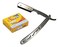 CS-102 Stainless Steel Professional Barber Straight Edge Razor with 100 Count Single Edge Razor Blades