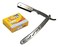 CS-102 Stainless Steel Professional Barber Straight Edge Razor with 100 Count Single Edge Razor Blades