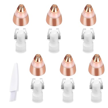 Eyebrow Hair Remover Replacement Heads: Compatible with Finishing Touch Flawless Women Eyebrow Hair Remover Trimmer Blades Painless, with Cleaning Brush, As Seen On TV 18K Gold-Plated Gold 6 Count