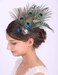 Bridal Feather Hair Clip Peacock Feather Fascinator Feather Brooch for Wedding Prom Festival Party 20s Flapper Headpiece for Women and Girls
