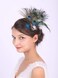 Bridal Feather Hair Clip Peacock Feather Fascinator Feather Brooch for Wedding Prom Festival Party 20s Flapper Headpiece for Women and Girls
