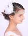 Bridal Feather Headband White Feather Fascinator Crystal Head Chain with Teardrop Tassel Bohamian Wedding Hair Accessories Prom Festival Hair Piece for Women and Girls