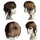 Curly Wavy Human Hair Topper for Women Clip in Human Hairpieces with 3D Bangs Fringe Hair Extensions 35cm Mid Part Hair Toupee (Brown)