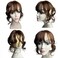 Curly Wavy Human Hair Topper for Women Clip in Human Hairpieces with 3D Bangs Fringe Hair Extensions 35cm Mid Part Hair Toupee (Dark Brown)