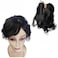 Short Curly Wavy Human Hair Toppers for Women and Men Clip In Toupee With Side Bangs Hair Partial Wig Wiglets Hairpieces (Black)